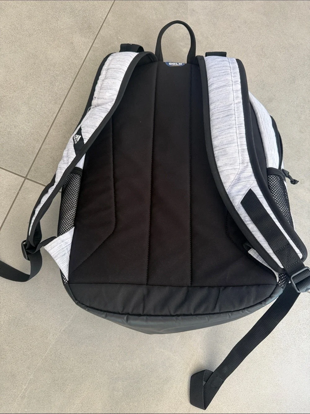 adidas White and Black Striped Everyday Backpack